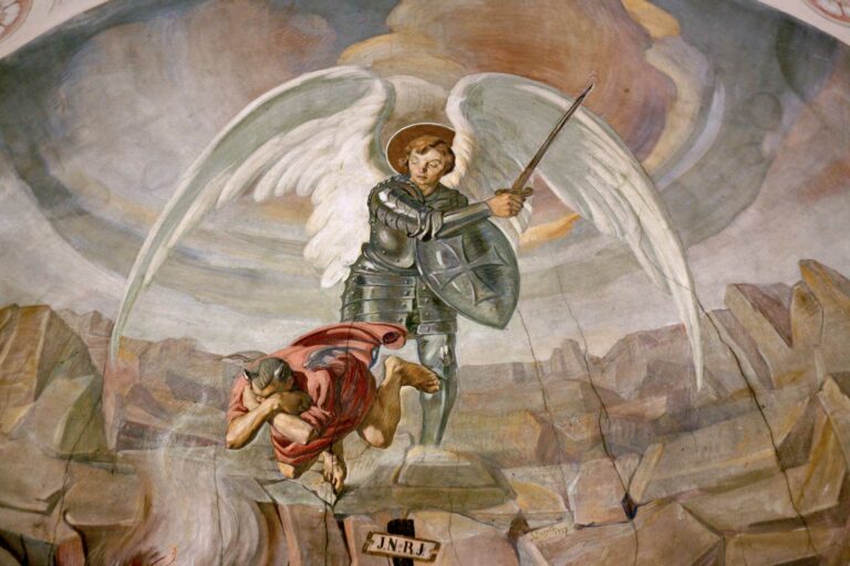 Gino Borsato, 1927. San Michele Arcangelo, affresco dell'abside, chiesa parrocchiale di Barcon.