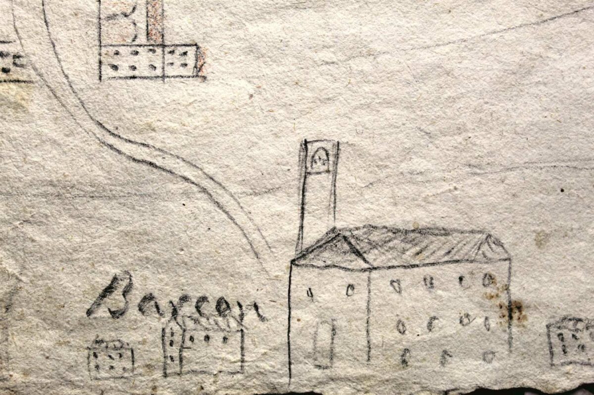 La chiesa di Barcon tratta da un inedito disegno datato 1850.