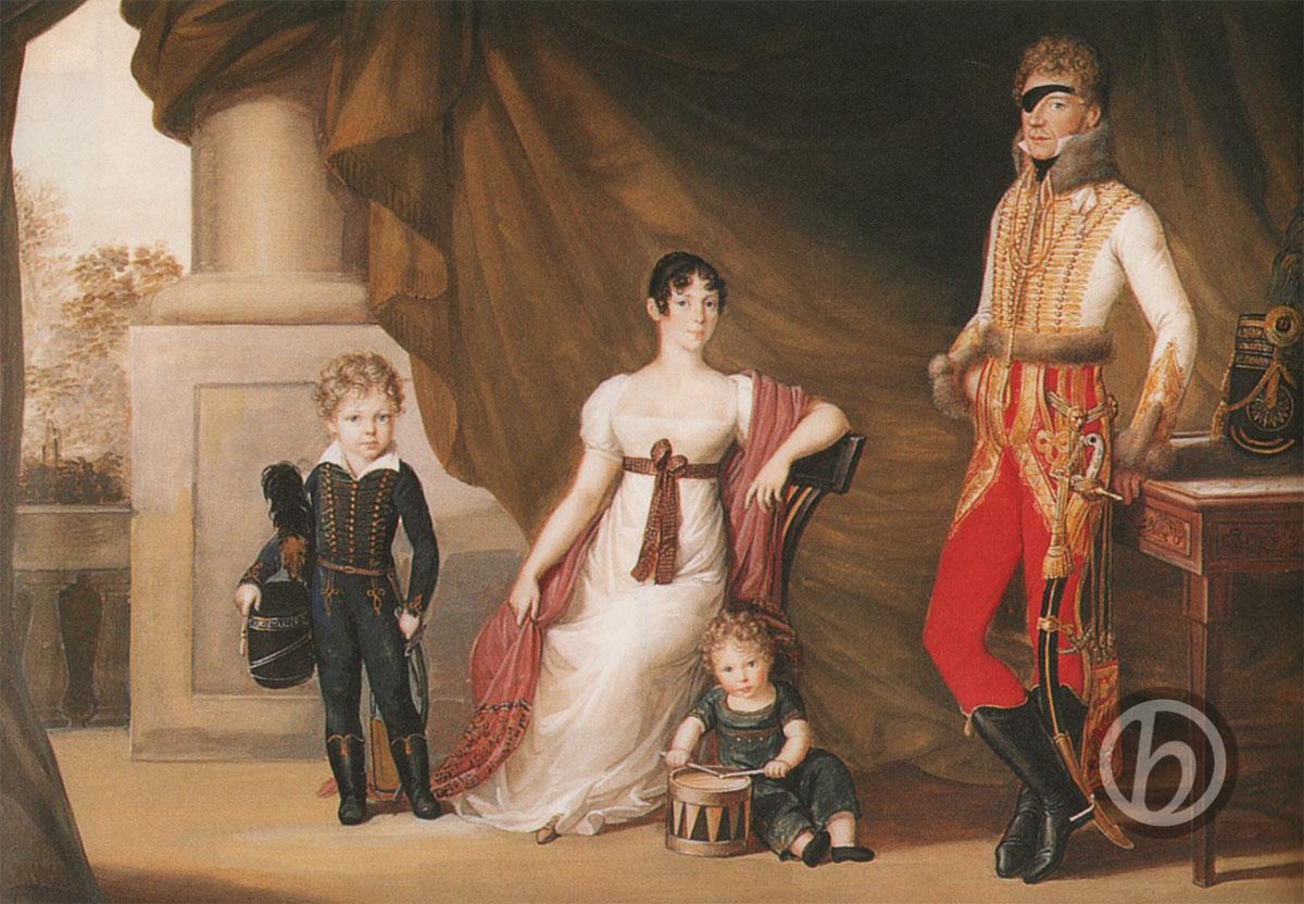 Josef Lanzedelli, 1810 . Dipinto raffigurante il conte Adam Albert von Neipperg e la prima moglie Teresa Pola con i figli Alfred e Ferdinand