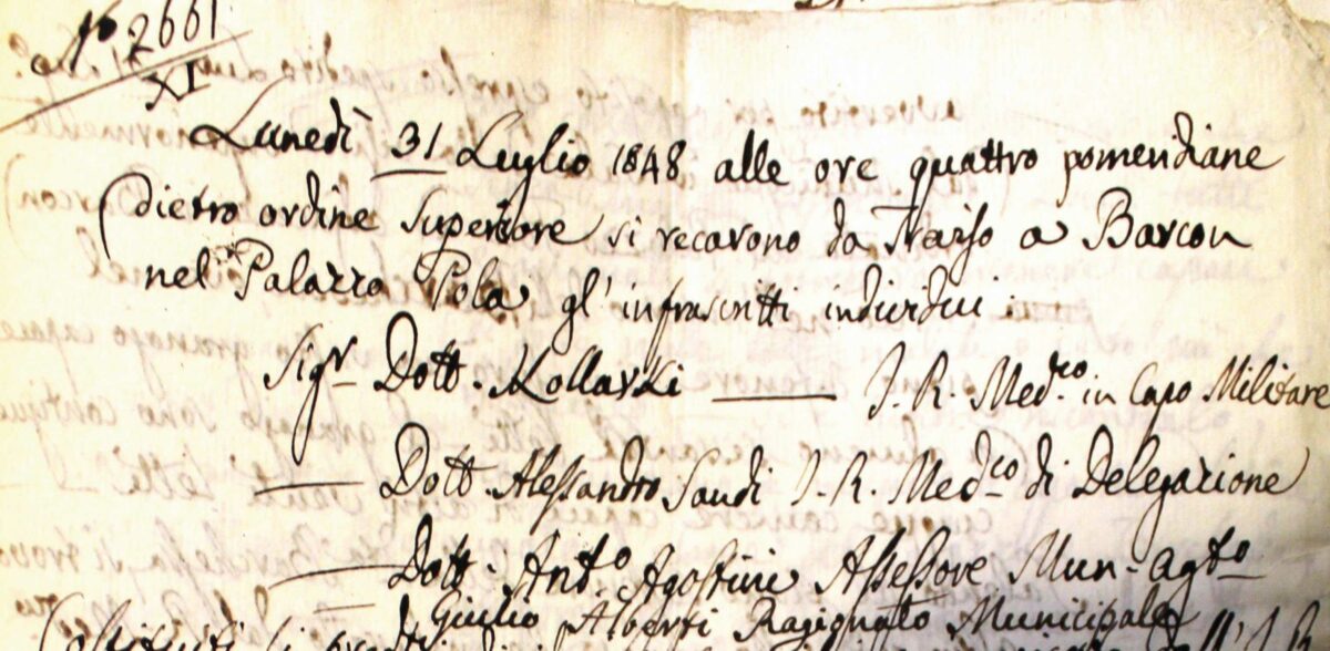 L'ispezione a Villa Pola del 31 luglio 1848 per l'ospedale militare ausiliario