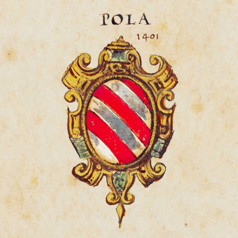 Stemma Pola, 1401, disegno a penna e acquerello - Origine di varie famiglie di Treviso, sec. XVI, 1642, G. Chiesa