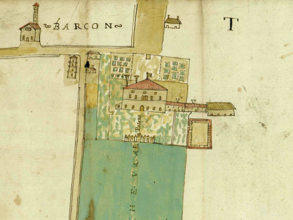 Mappa raffigurante la casa da statio dei Pola nel 1637 a Barcon, particolare. Archivio privato