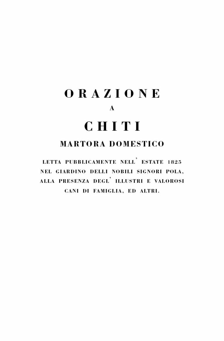 Orazione a Chiti, martora domestico