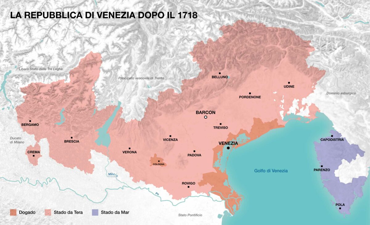 Domini di terraferma veneziani dopo il 1718.